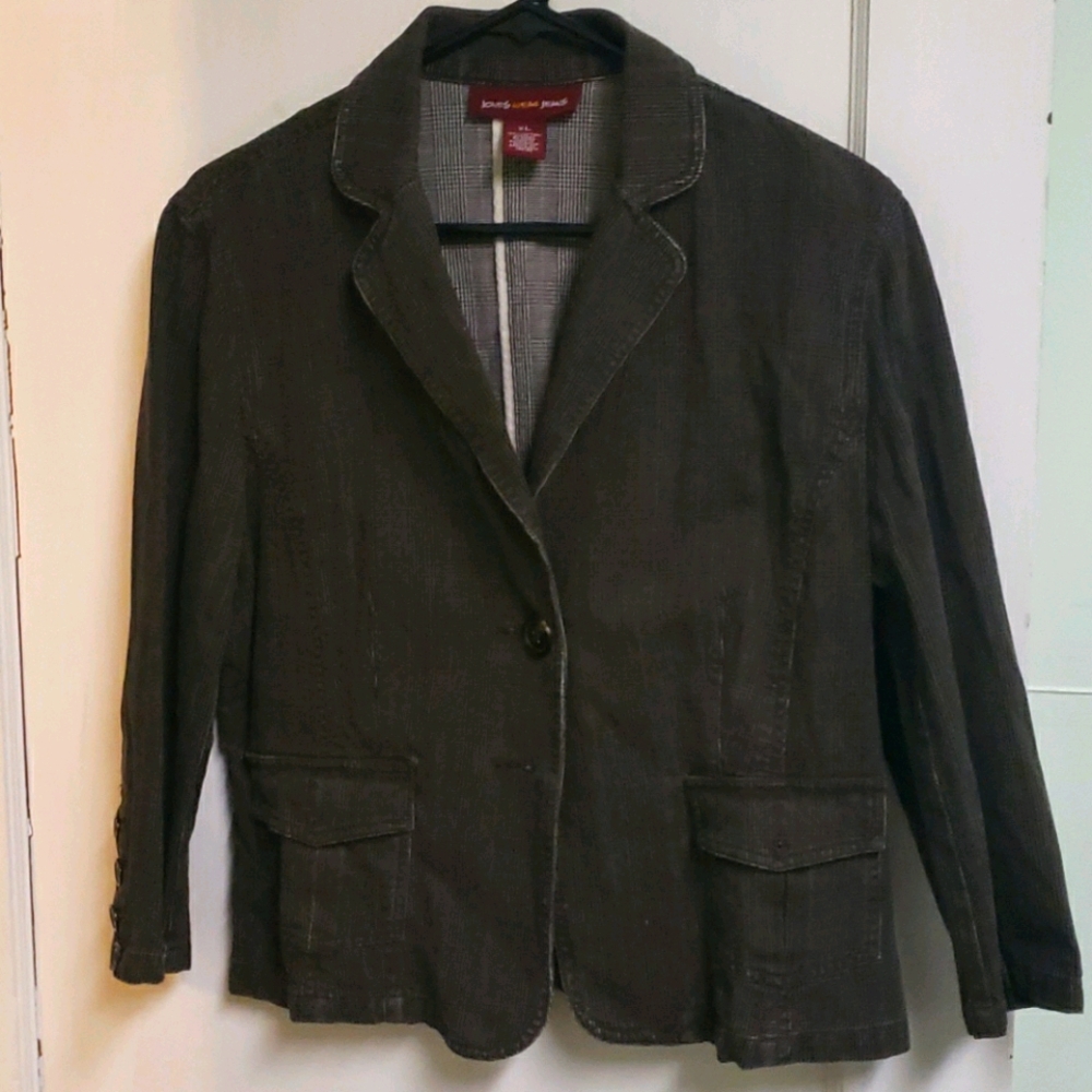 Dark Gray Fitted Denim Jacket/Blazer